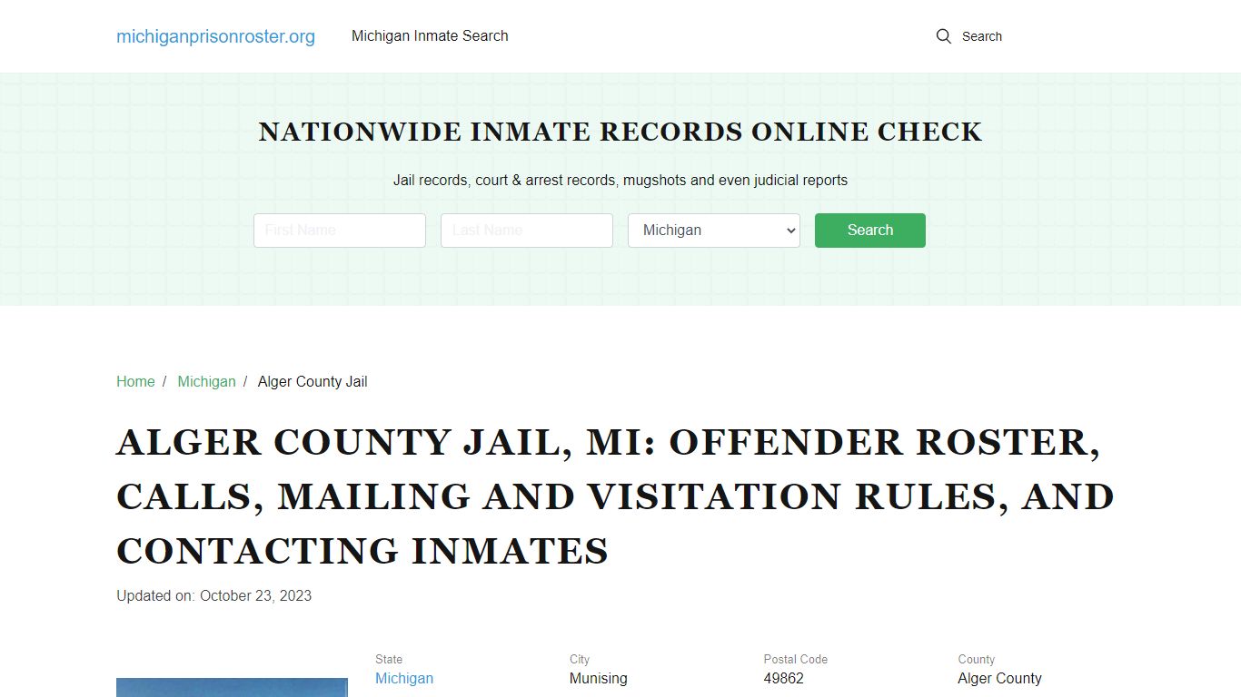 Alger County Jail, MI: Inmate Search, Visitation & Contact Info